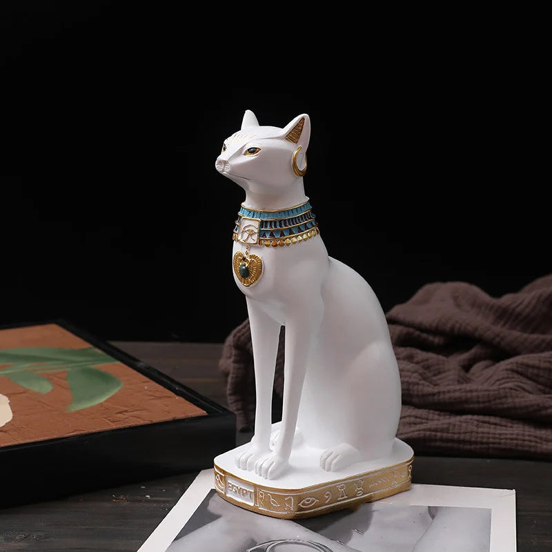 Retro Egyptian Cat Resin Statue Figurines Table Ornaments Accessories Vintage Ancient Egypt Anubis Art Sculptures Home Decor