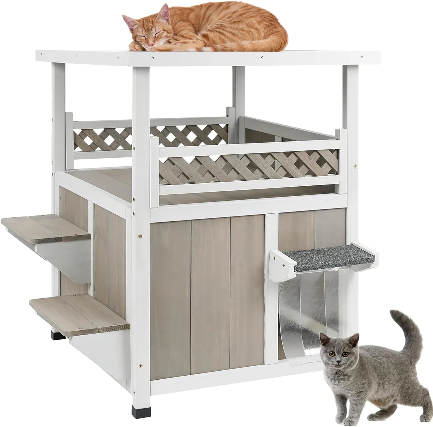 Outdoor Cat House 2 Story Wooden Houses for outside Feral Cats
