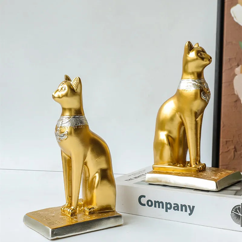 Retro Egyptian Cat Resin Statue Figurines Table Ornaments Accessories Vintage Ancient Egypt Anubis Art Sculptures Home Decor