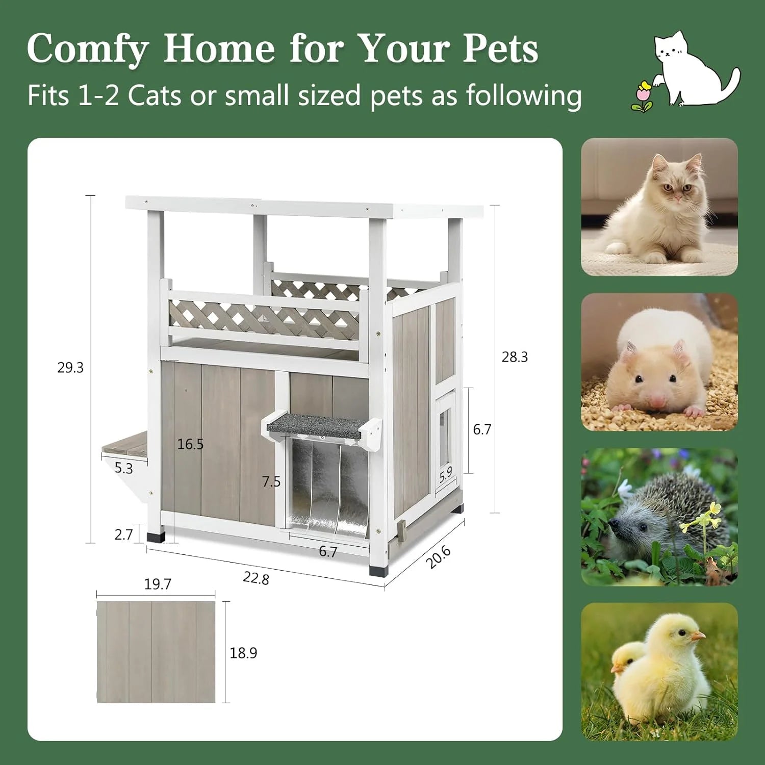 Outdoor Cat House 2 Story Wooden Houses for outside Feral Cats